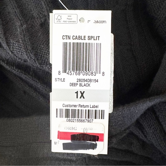 Charter Club Black Cable Knit Sweater Size 1X Casual Classic Winter Preppy NEW - Picture 9 of 10